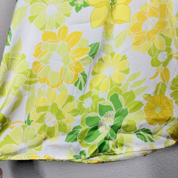 Emily Wonder Large Shirt Blouse Yellow Floral Ruffled Neckline Flutter Sleeves - Picture 4 of 9